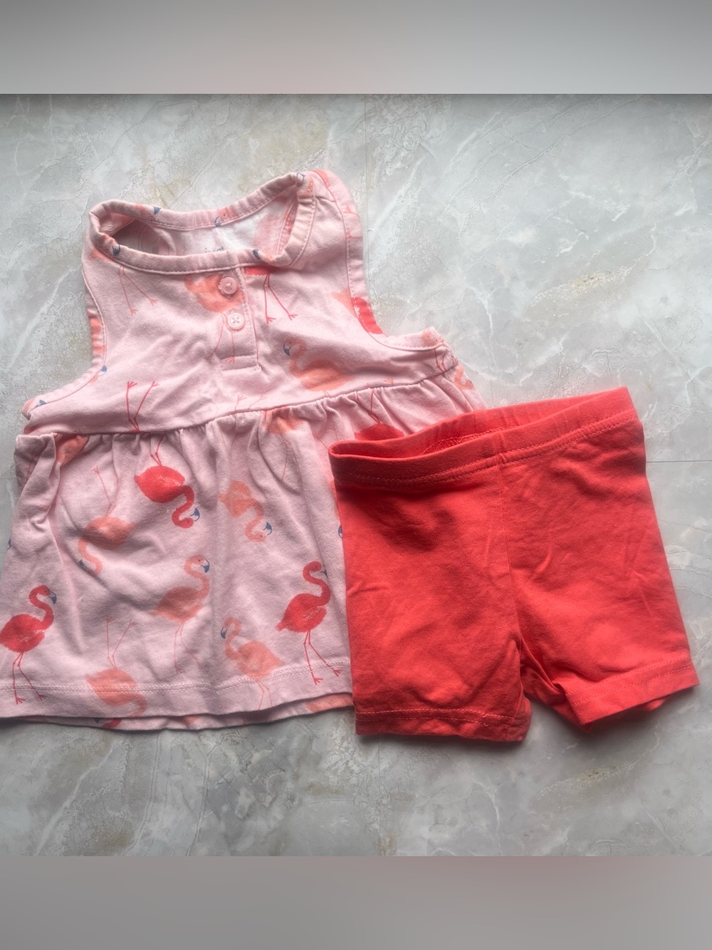 Carters flamingo tank and shorts set size 6 months
